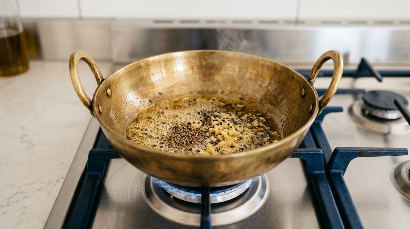 Mustard Oil Smoking and Whole Spices Tadka