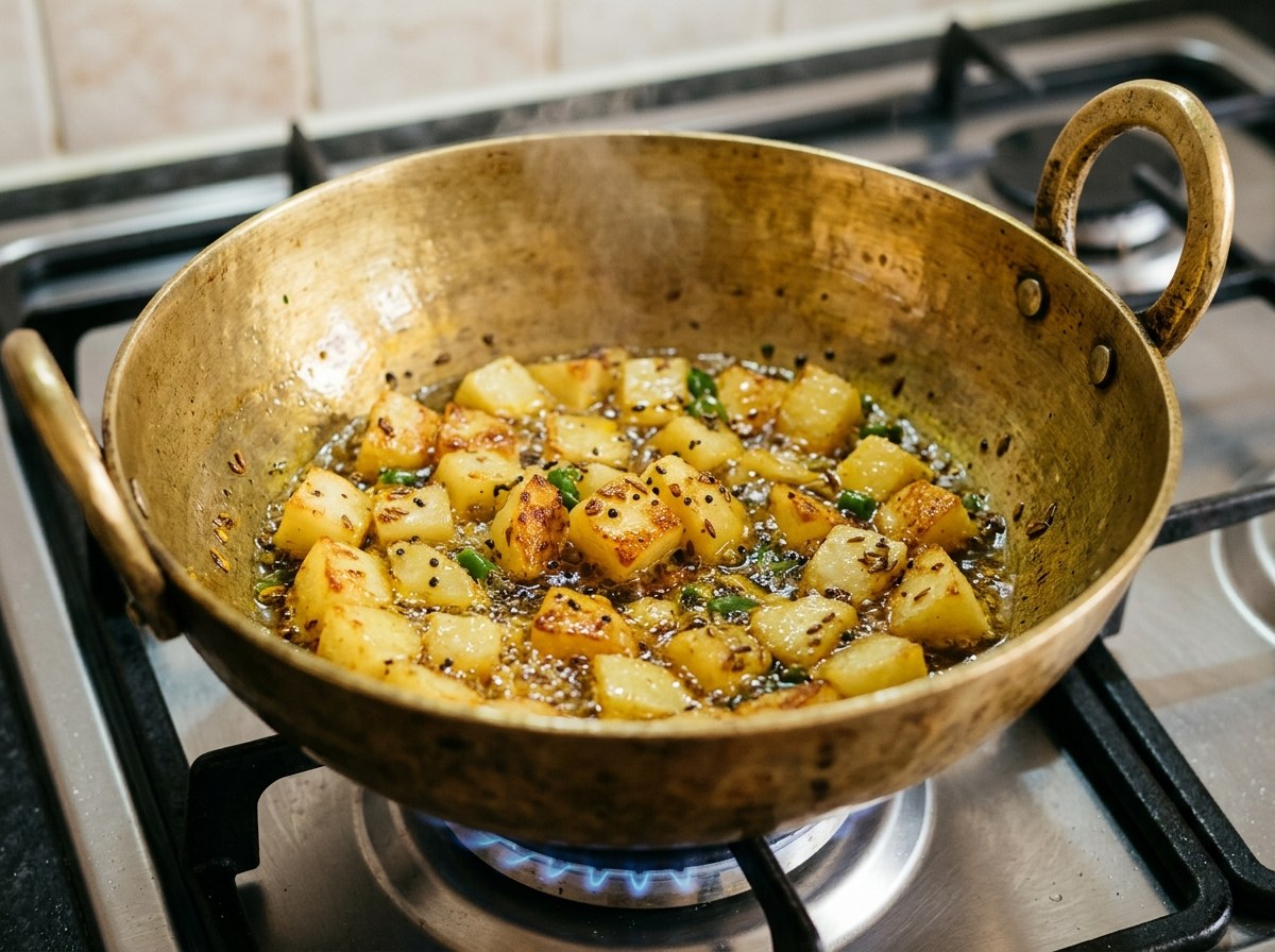 Blister and Semi-Cook Potatoes with Salt