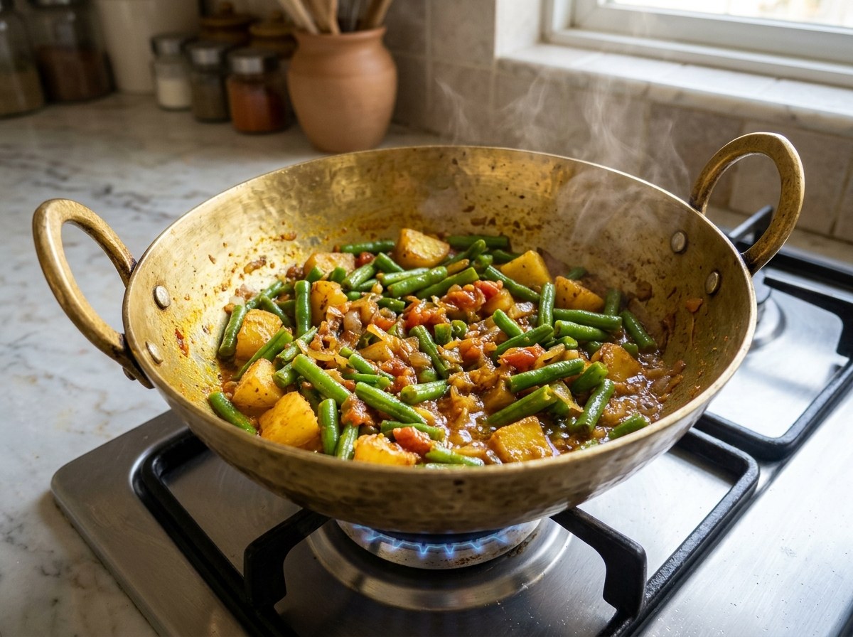 Add Green Beans, Spices, Tomato and Salt