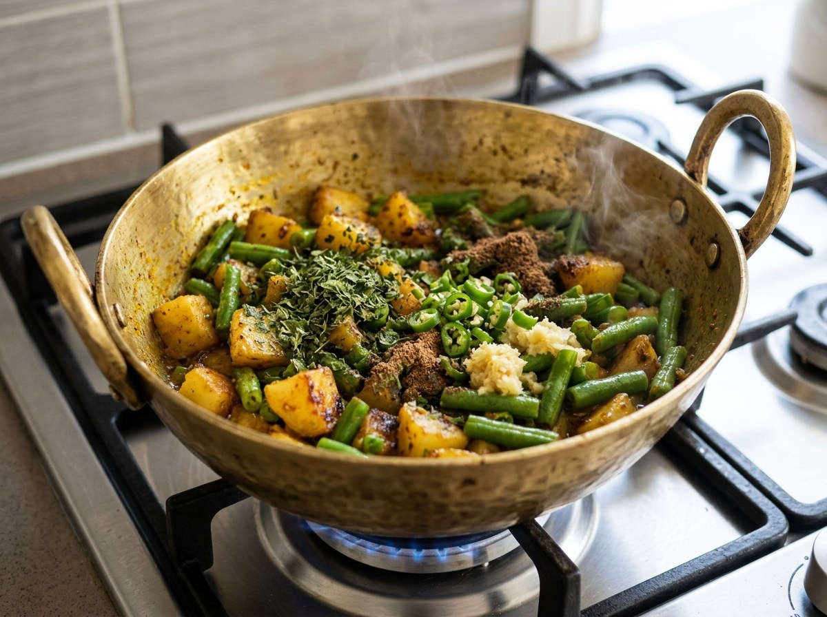 Aromatics, Garam Masala, Kasuri Methi and Final Bhunai