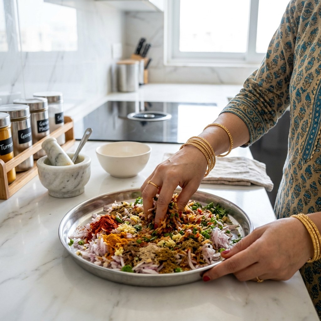 Prepare Spiced Grated Onion Stuffing