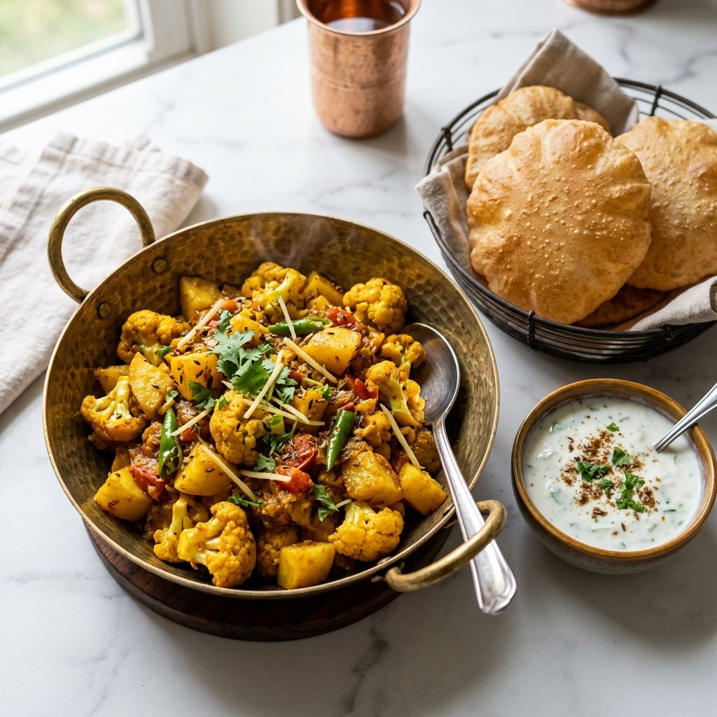 Fried Aloo Gobhi (Halwai Style Wedding Sabzi)