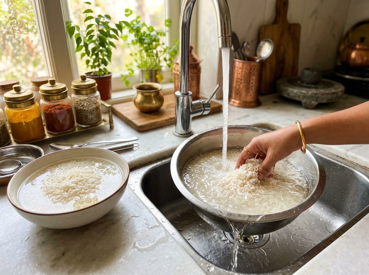 Wash and soak Basmati rice