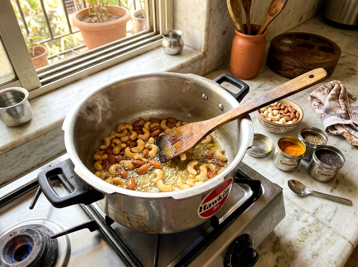 Roast dry fruits in pure desi ghee