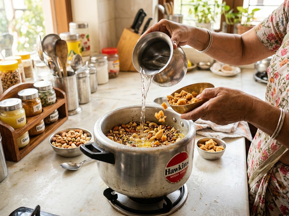 Add water and jaggery into cooker
