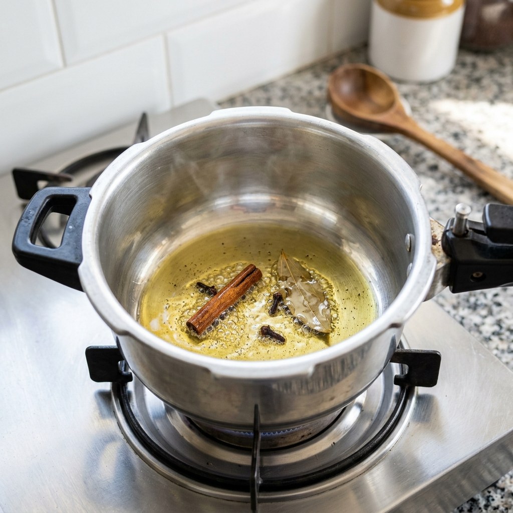 Whole Spices Tadka & Aromatics in Pressure Cooker