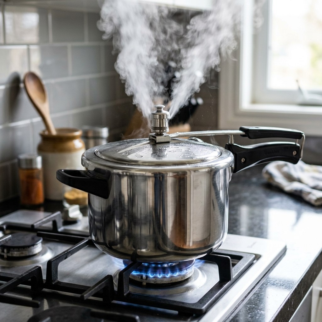 Add Water & Pressure Cook with Whistles