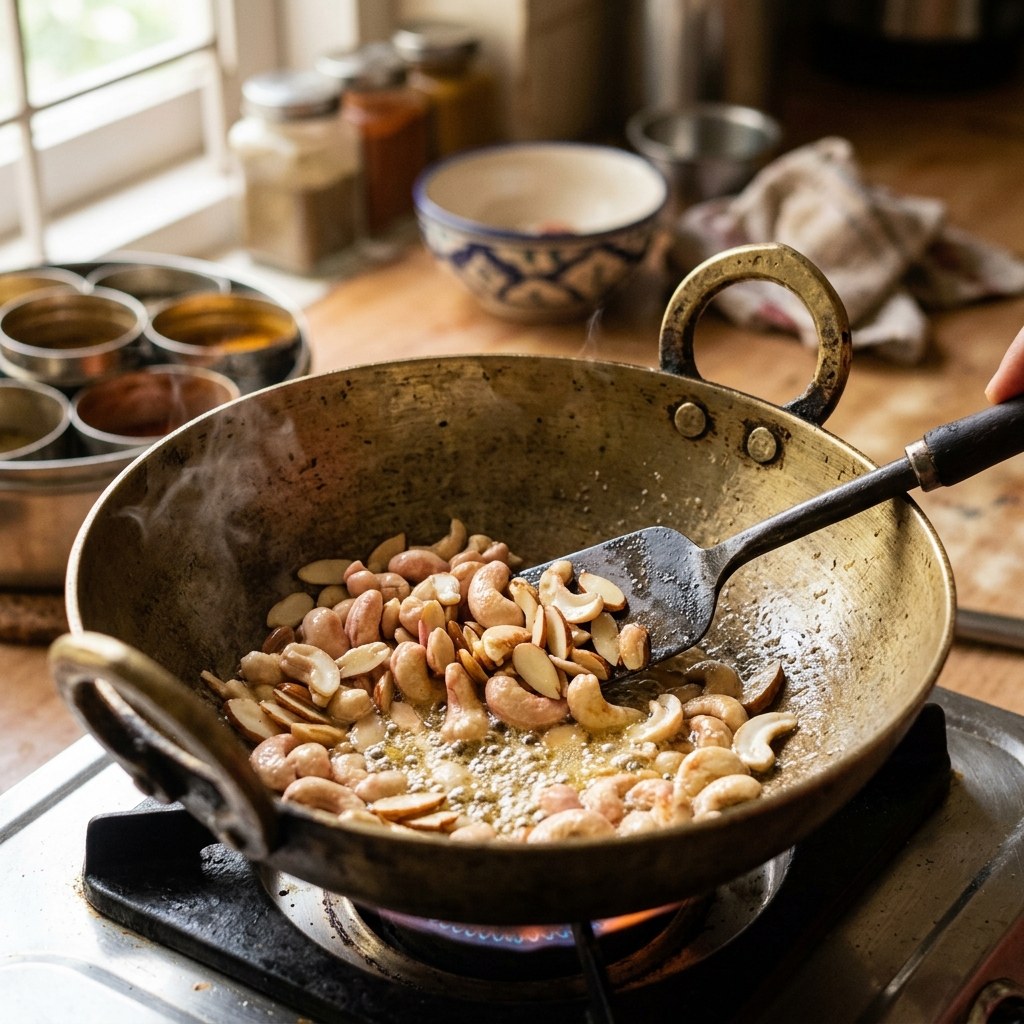 Lightly Roast Cashews & Almonds (Flame: Low)