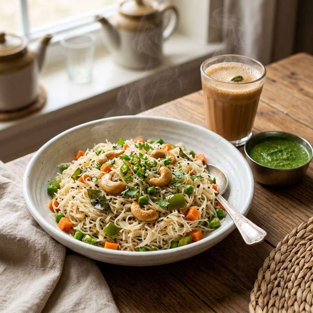 Piping Hot Vegetable Rice Seviyan Ready to Serve