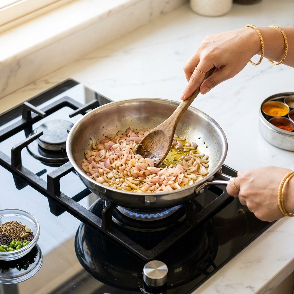 Sauté Finely Chopped Onions Until Golden