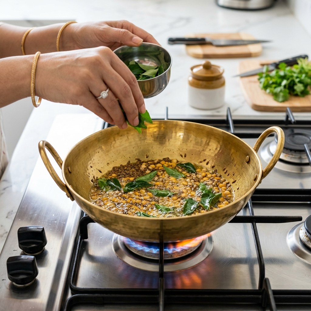 Cumin, Lentils and Curry Leaves Tadka